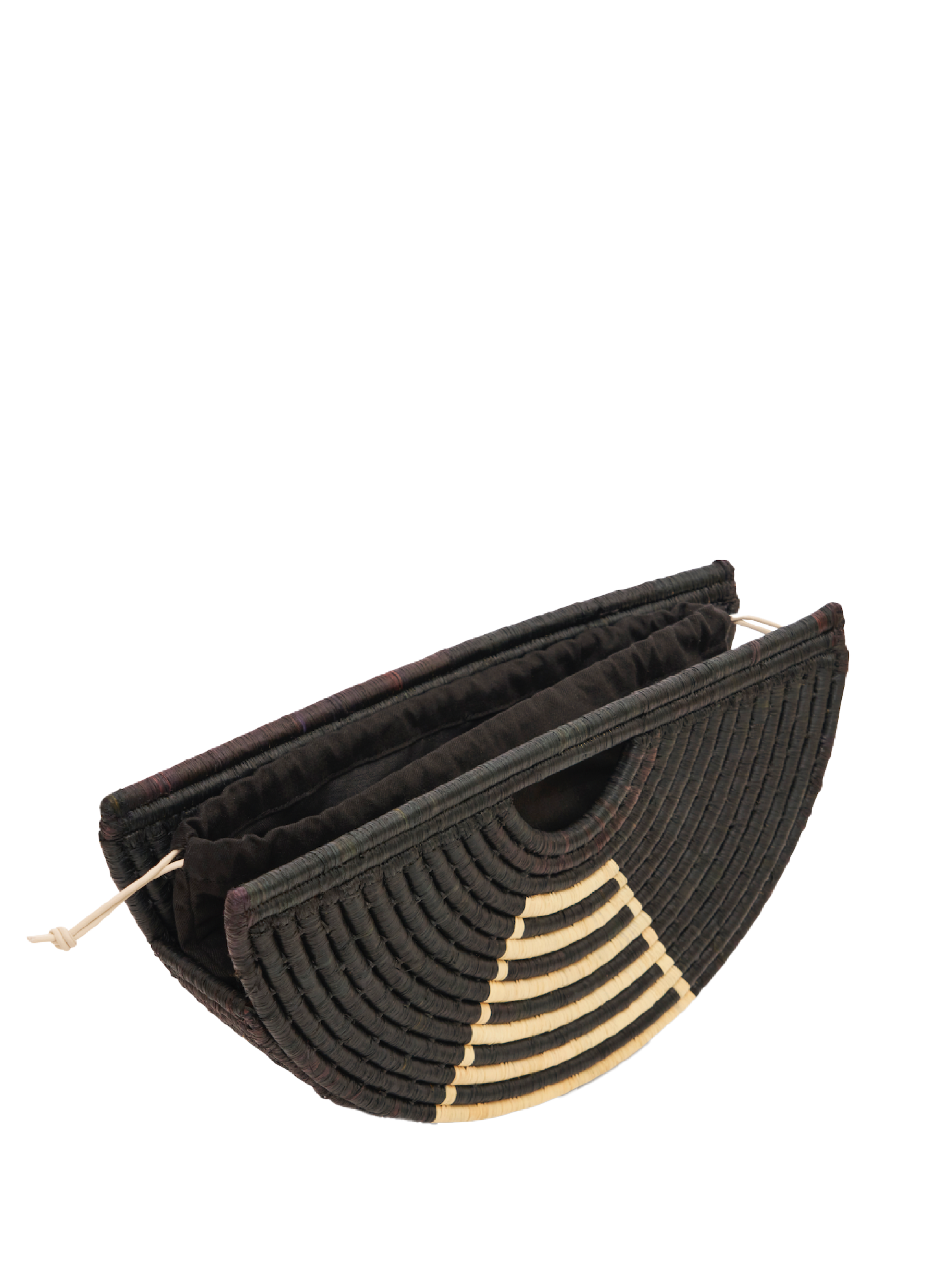 Half Moon Raffia Mini in Black