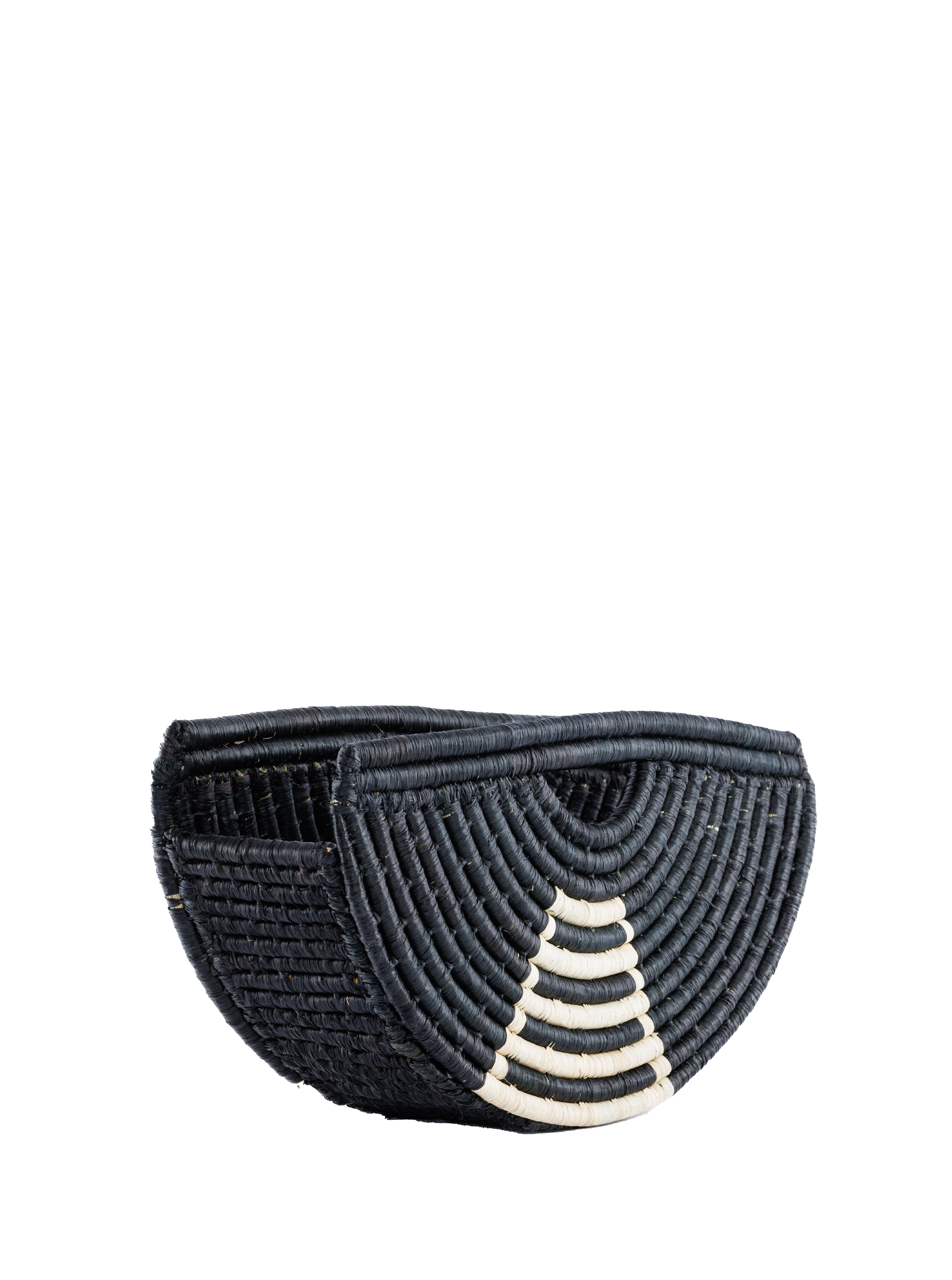 Half Moon Raffia Mini in Black